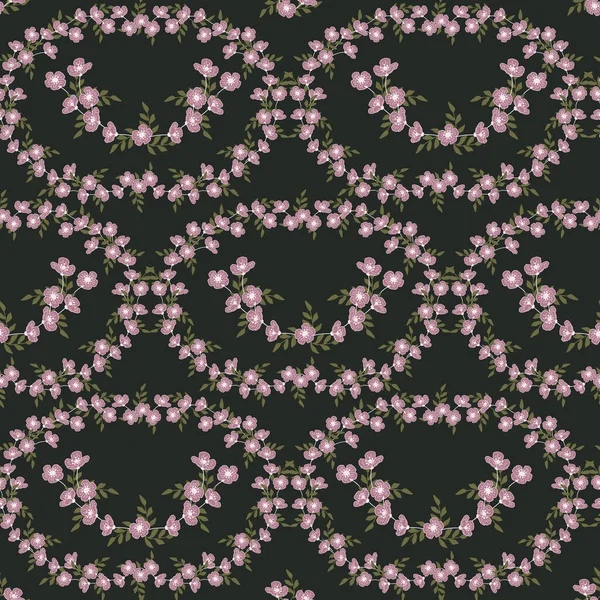 Seamless Decorative Pattern Flower Arrangements Wreaths Abstract Purple Flowers Print — 스톡 벡터