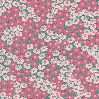 Seamless decorative pattern with little flowers. Print for textile, wallpaper, covers, surface. For fashion fabric. Modern style millefleurs.