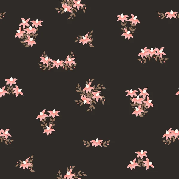 Küçük çiçekli kusursuz dekoratif desen. Tekstil, duvar kâğıdı, kapak, yüzey baskısı. Moda kumaşı için. Modern biçim millefleurslar.
