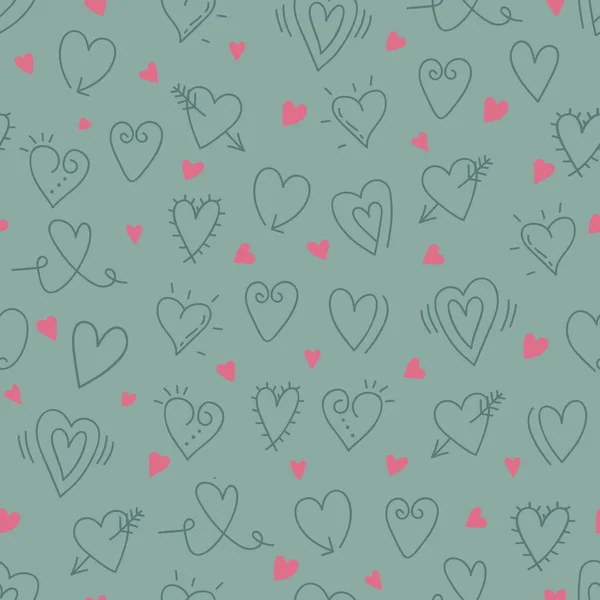 Seamless Pattern Heart Print Textile Wallpaper Covers Surface Retro Stylization — 图库矢量图片