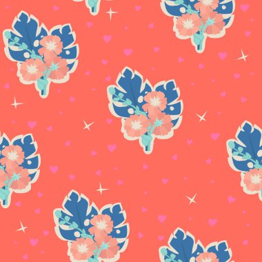 Seamless decorative elegant pattern with flower arrangements. Print for textile, wallpaper, covers, surface. Retro stylization. For fashion fabric.