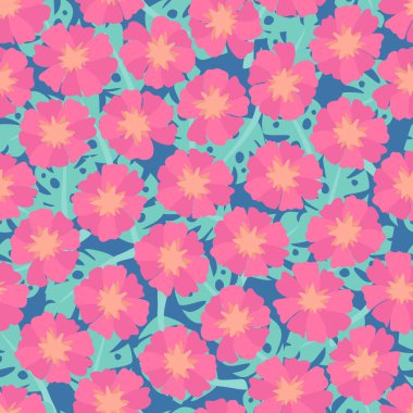 Seamless decorative elegant pattern with cute pink flowers. Print for textile, wallpaper, covers, surface. Retro stylization. For fashion fabric.