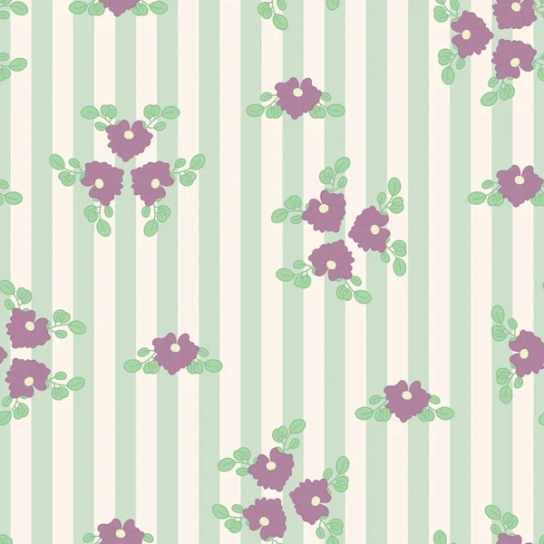 Seamless Striped Pattern Little Flowers Print Textile Wallpaper Covers Surface — Stok Vektör