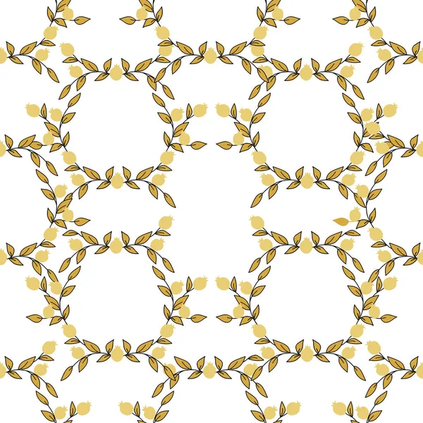 Płynny Wzór Dekoracyjne Wieńce Granatami Druk Tekstylia Tapety Pokrywy Powierzchnie — Wektor stockowy