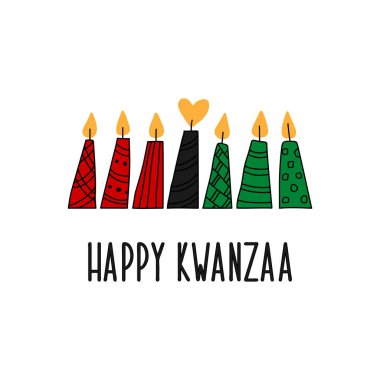 Mutlu Kwanzaa 'lar. Geleneksel Kwanzaa sembolleri. Beyaz arkaplanda izole.