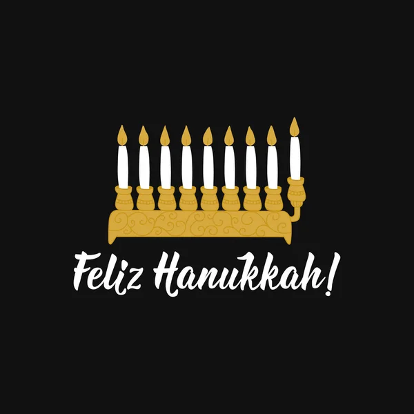 Feliz Cartão Hanukkah Traduzido Português Happy Hanukkah Letras Feriados Ilustração — Vetor de Stock