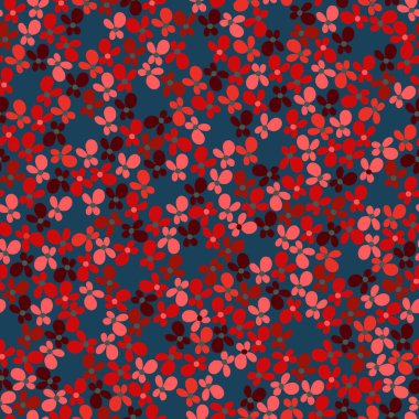 Küçük çiçekli kusursuz dekoratif desen. Tekstil, duvar kâğıdı, kapak, yüzey baskısı. Moda kumaşı için. Modern biçim millefleurslar.