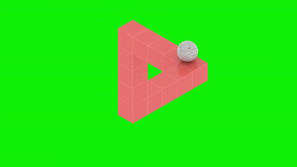 Una Bola Rodando Superficie Del Triángulo Penrose Objeto Que Imposible — Vídeos de Stock