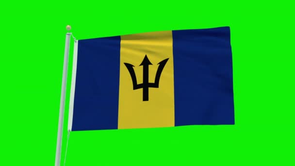 Seamless Loop Animation Barbados Flag Green Screen Background — Stockvideo