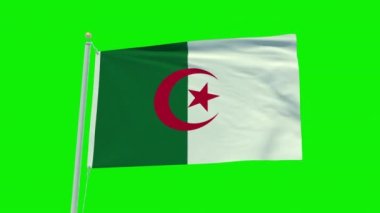 Yeşil ekran arka planında Cezayir bayrağının kusursuz döngü animasyonu.