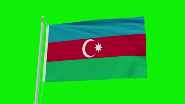 Yeşil Ekran Arka Planında Azerbaycan Bayrağının Kusursuz Döngü Canlandırması — Stok video