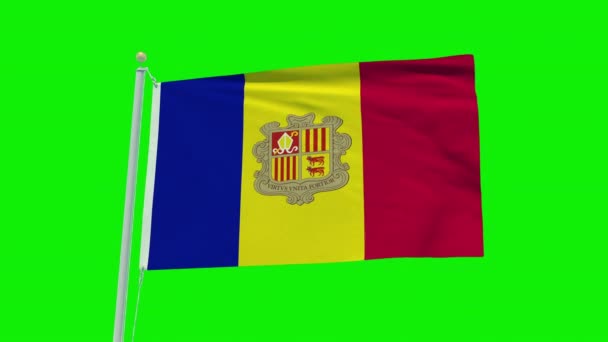 Yeşil Ekran Arka Planında Andorra Bayrağının Kusursuz Döngü Canlandırması — Stok video