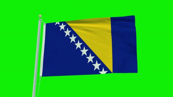 Yeşil Ekranda Bosna Hersek Bayrağının Kusursuz Döngü Animasyonu — Stok video