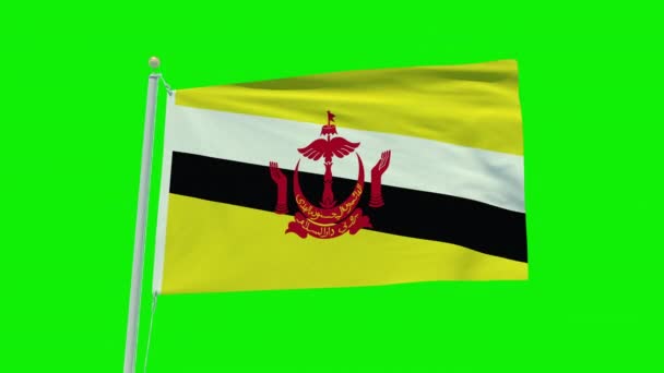 Yeşil Ekran Arka Planında Brunei Bayrağının Kusursuz Döngü Animasyonu — Stok video