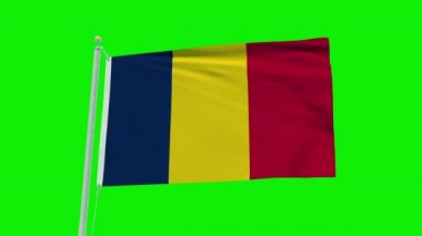 Yeşil ekran arka planında Çad bayrağının kusursuz döngü animasyonu.