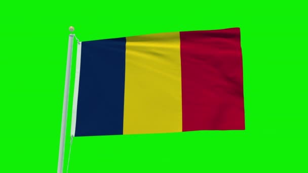 Seamless Loop Animation Chad Flag Green Screen Background — Vídeo de Stock