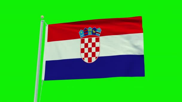 Yeşil Ekran Arka Planında Hırvatistan Bayrağının Kusursuz Döngü Animasyonu — Stok video