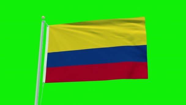 Yeşil Ekran Arka Planında Kolombiya Bayrağının Kusursuz Döngü Animasyonu — Stok video