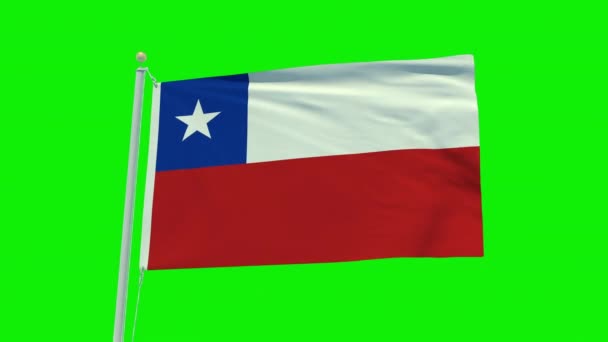 Seamless Loop Animation Chile Flag Green Screen Background — Stockvideo