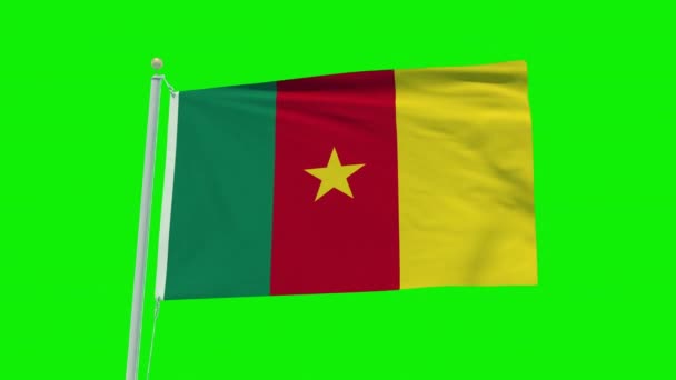 Yeşil Ekran Arka Planında Kamerun Bayrağının Kusursuz Döngü Canlandırması — Stok video