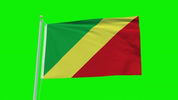 Seamless Loop Animation Congo Republic Flag Green Screen Background — Video