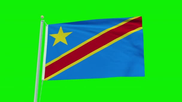 Seamless Loop Animation Congo Democratic Republic Flag Green Screen Background — Vídeo de Stock