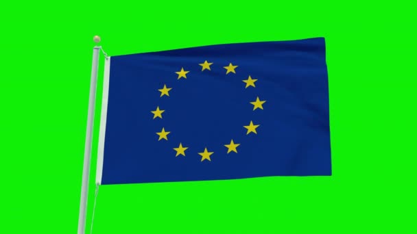 Seamless Loop Animation European Union Flag Green Screen Background — Stockvideo