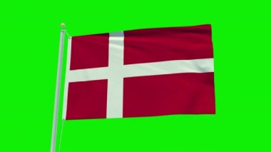 Seamless loop animation of the Denmark flag on a green screen background.