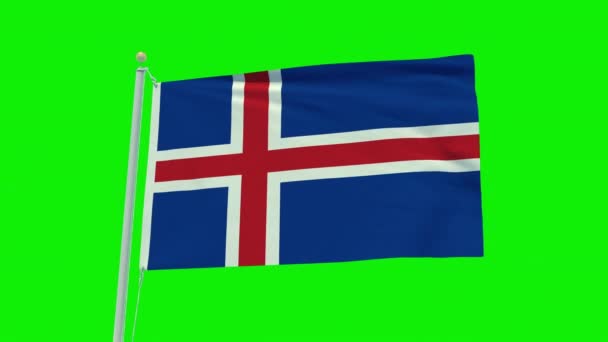 Seamless Loop Animation Iceland Flag Green Screen Background — Wideo stockowe