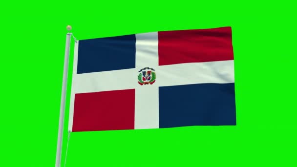 Seamless Loop Animation Dominican Republic Flag Green Screen Background — Wideo stockowe