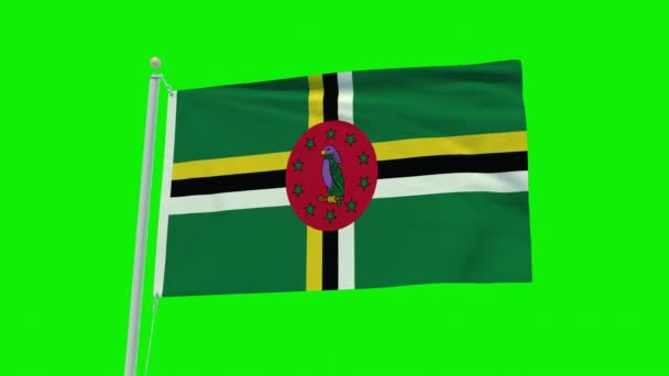 Seamless Loop Animation Dominica Flag Green Screen Background — Stock video