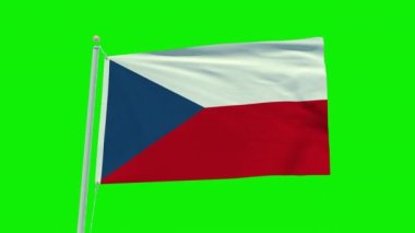 Seamless loop animation of the Czech Republic flag on a green screen background.