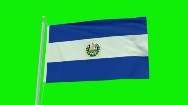 Seamless loop animation of the El Salvador flag on a green screen background.