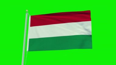 Seamless loop animation of the Hungary flag on a green screen background.