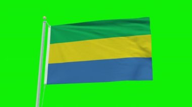 Seamless loop animation of the Gabon flag on a green screen background.