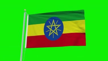 Seamless loop animation of the Ethiopia flag on a green screen background.