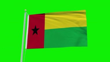 Seamless loop animation of the Guinea Bissau flag on a green screen background.