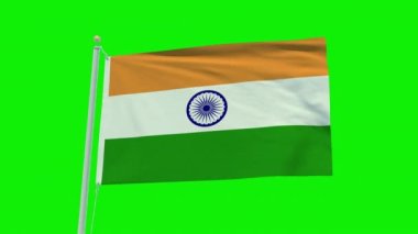 Seamless loop animation of the India flag on a green screen background.