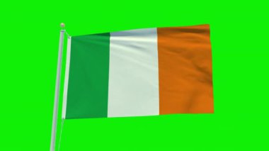 Seamless loop animation of the Ireland flag on a green screen background.