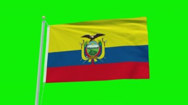 Seamless loop animation of the Ecuador flag on a green screen background.