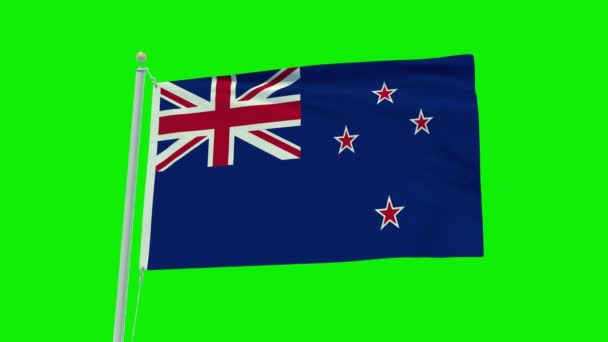 Seamless Loop Animation New Zealand Flag Green Screen Background — Vídeo de Stock