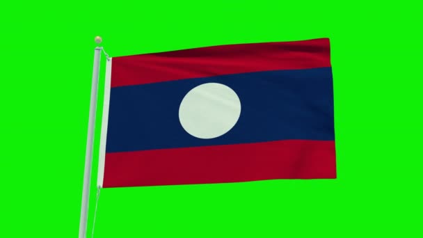 Seamless Loop Animation Laos Flag Green Screen Background — Vídeos de Stock