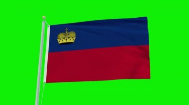 Seamless loop animation of the Liechtenstein flag on a green screen background.