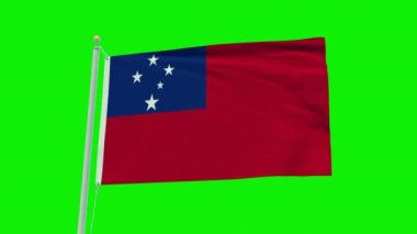 Seamless loop animation of the Samoa flag on a green screen background.
