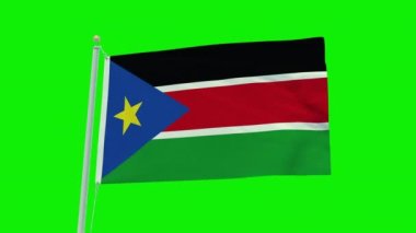 Seamless loop animation of the South Sudan flag on a green screen background.