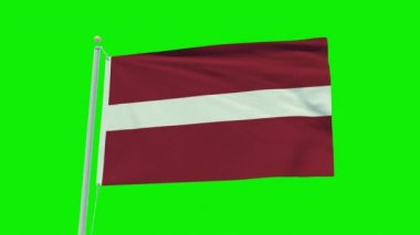 Seamless loop animation of the Latvia flag on a green screen background.