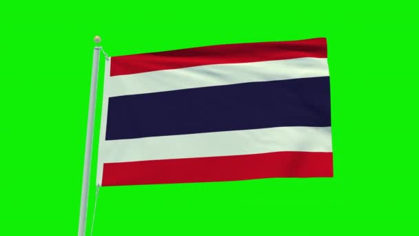 Seamless Loop Animation Thailand Flag Green Screen Background — Vídeos de Stock