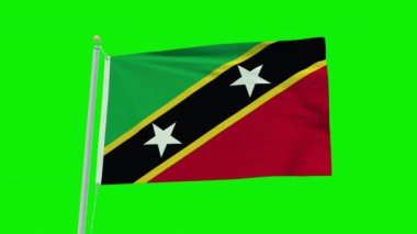 Seamless loop animation of the Saint Kitts And Nevis flag on a green screen background.