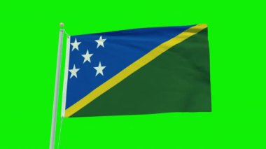 Seamless loop animation of the Solomon Islands flag on a green screen background.