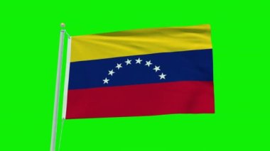 Seamless loop animation of the Venezuela flag on a green screen background.